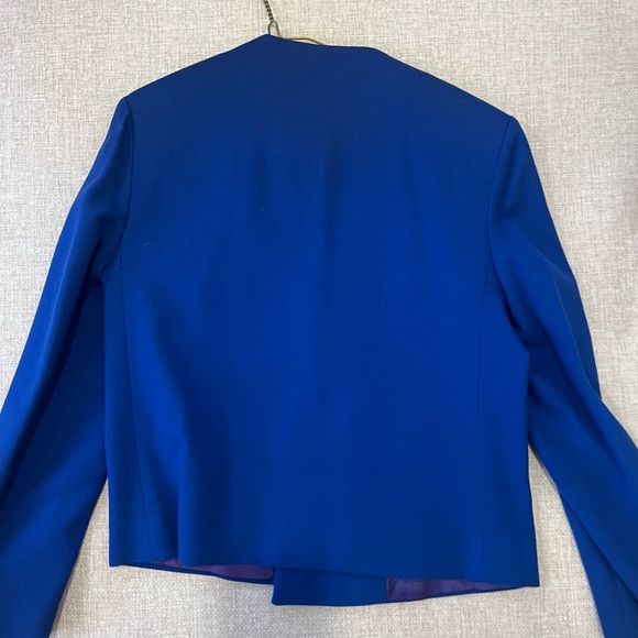 Worn Ideal Size 9 Bright Blue Shoulder Pad Blazer - Picture 4 of 5